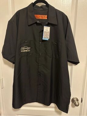 Chevrolet Mechanic Shirt Mens 2XL Black Button Work Shirt NWT Garage Chevy